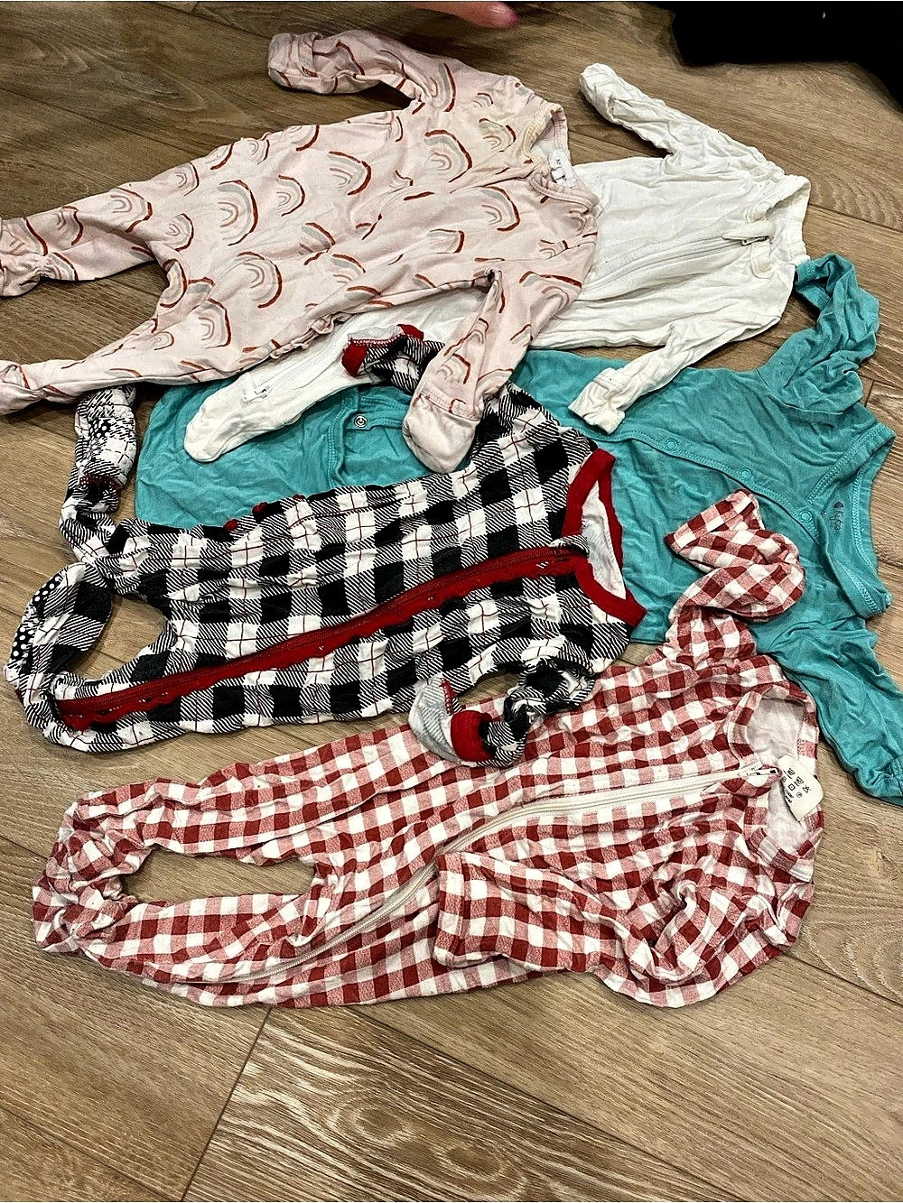 5 piece baby bundle onesies Baby Bodysuit Lot Gingham Red & Turquoise Size 0-3M